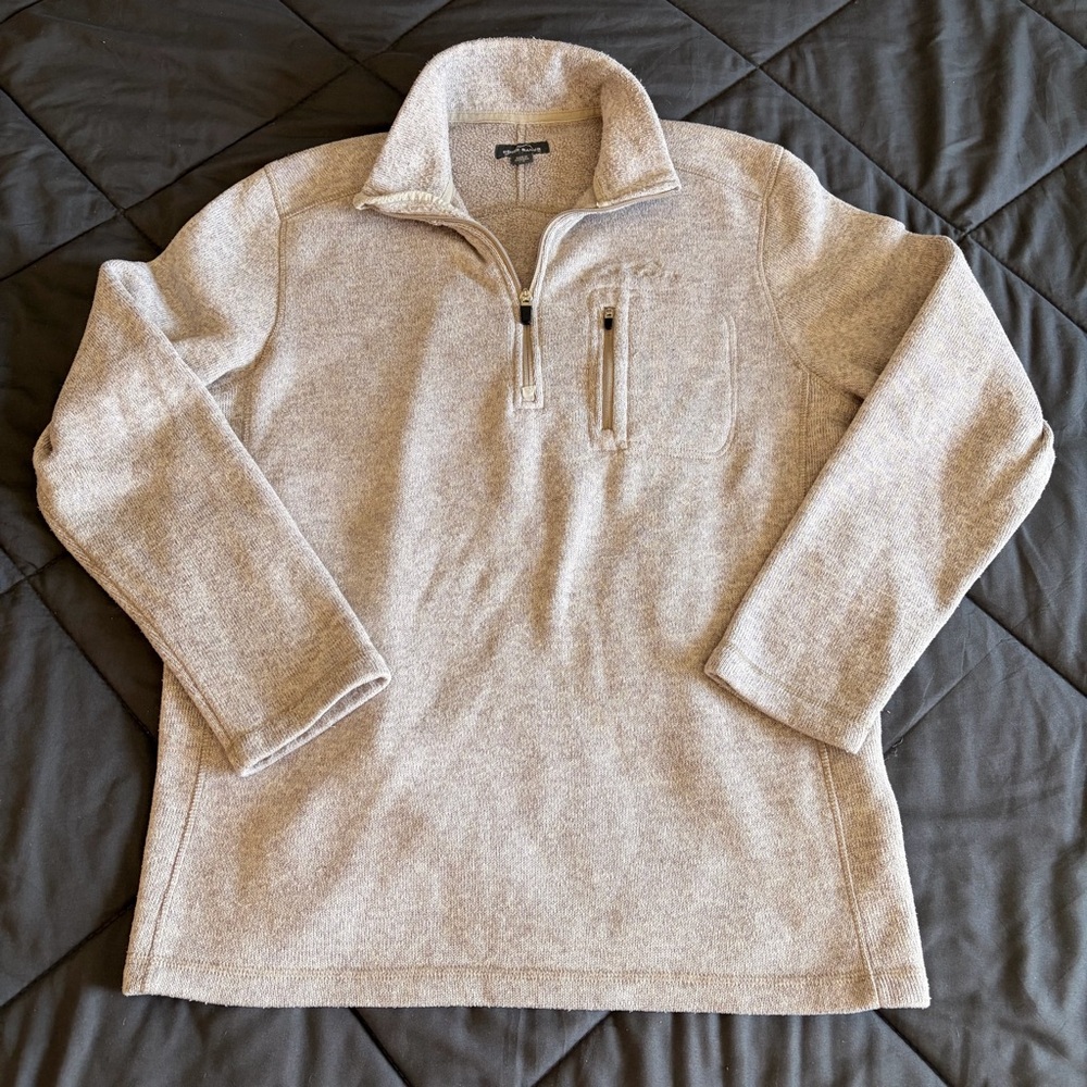 Eddie Bauer Men’s Quarter Zip Sweater Gray Size L